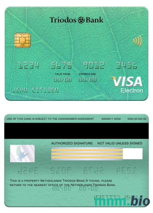 Netherlands Triodos Bank visa electron karta przykład w formacie PSD